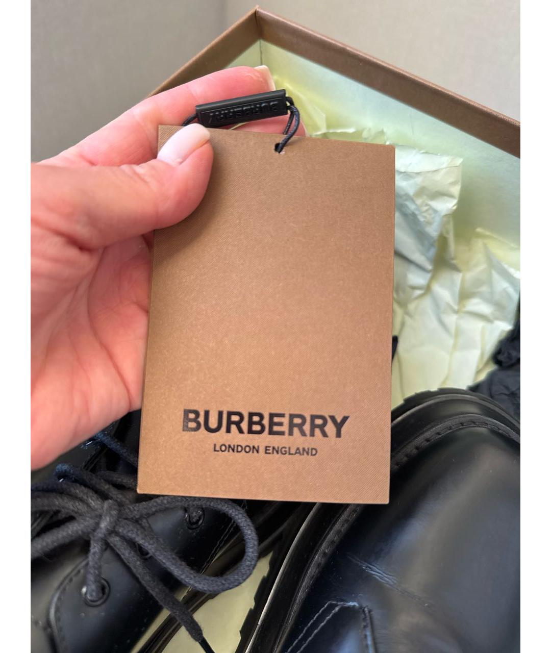 BURBERRY Черные кожаные брогги и оксфорды, фото 7