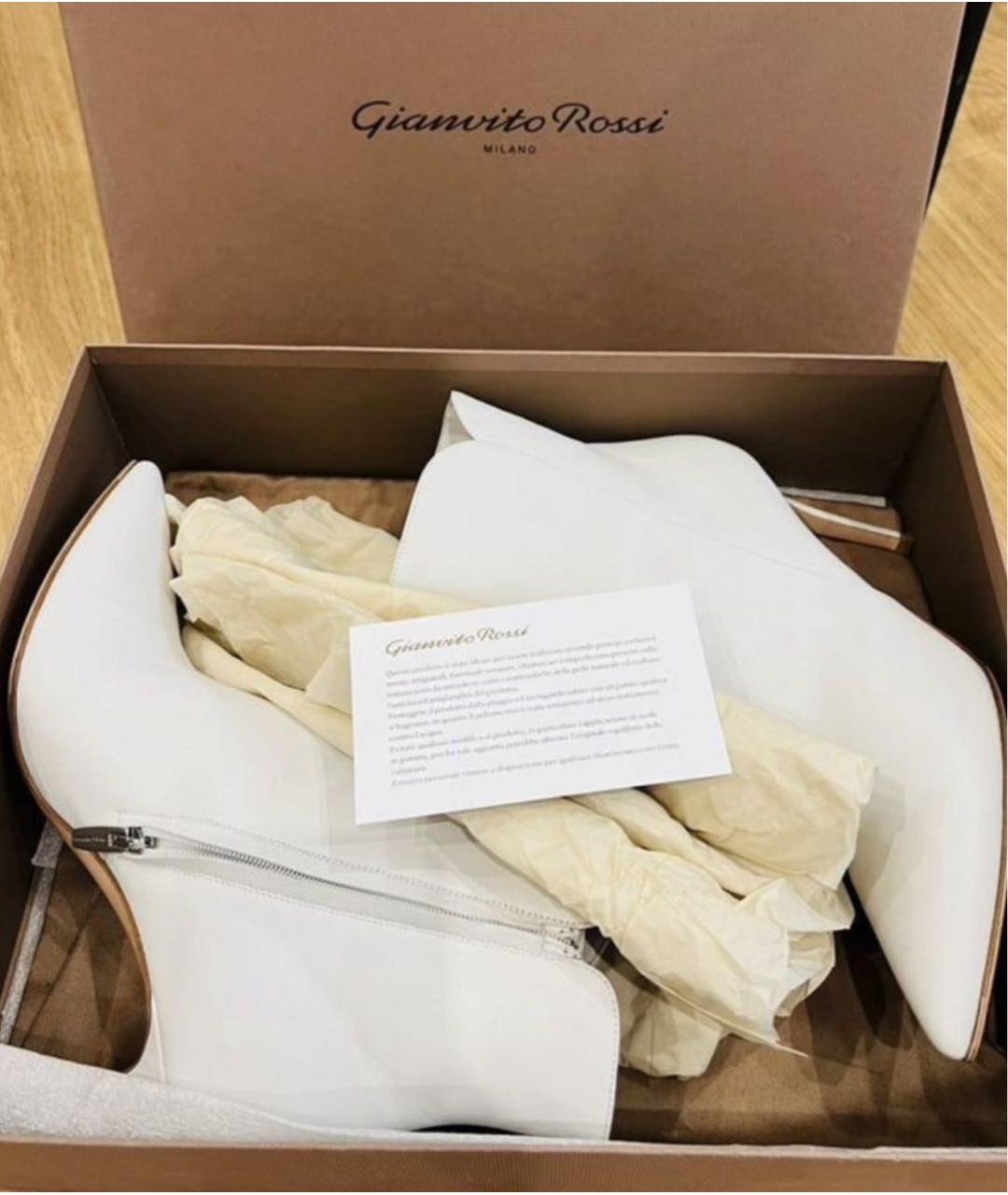 GIANVITO ROSSI Белые кожаные ботильоны, фото 5