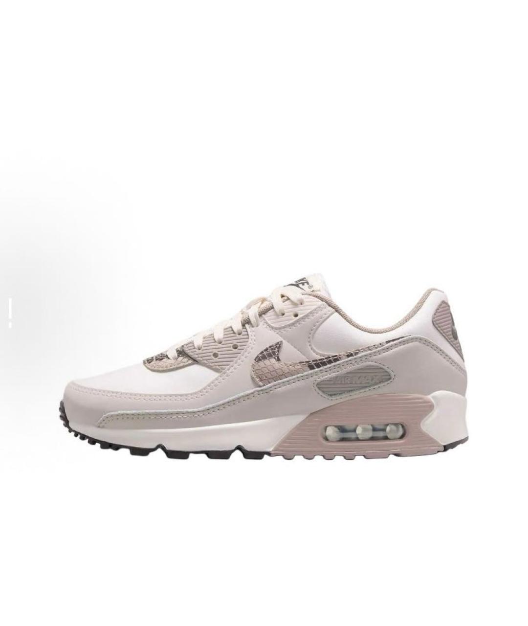 NIKE Бежевые кожаные низкие кроссовки / кеды, фото 2