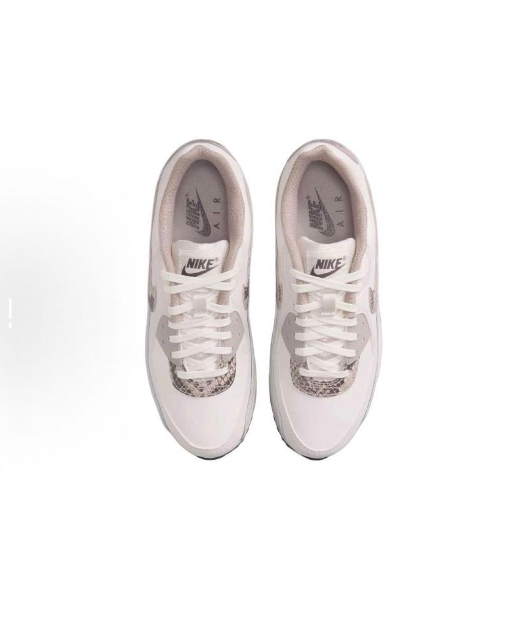 NIKE Бежевые кожаные низкие кроссовки / кеды, фото 4