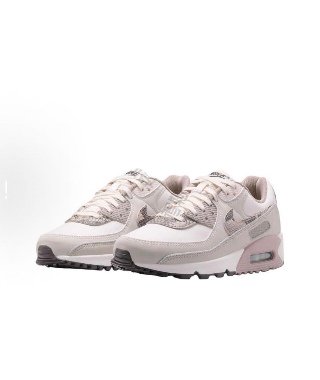 NIKE Бежевые кожаные низкие кроссовки / кеды, фото 3