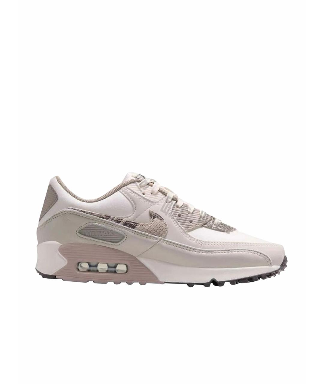 NIKE Бежевые кожаные низкие кроссовки / кеды, фото 1