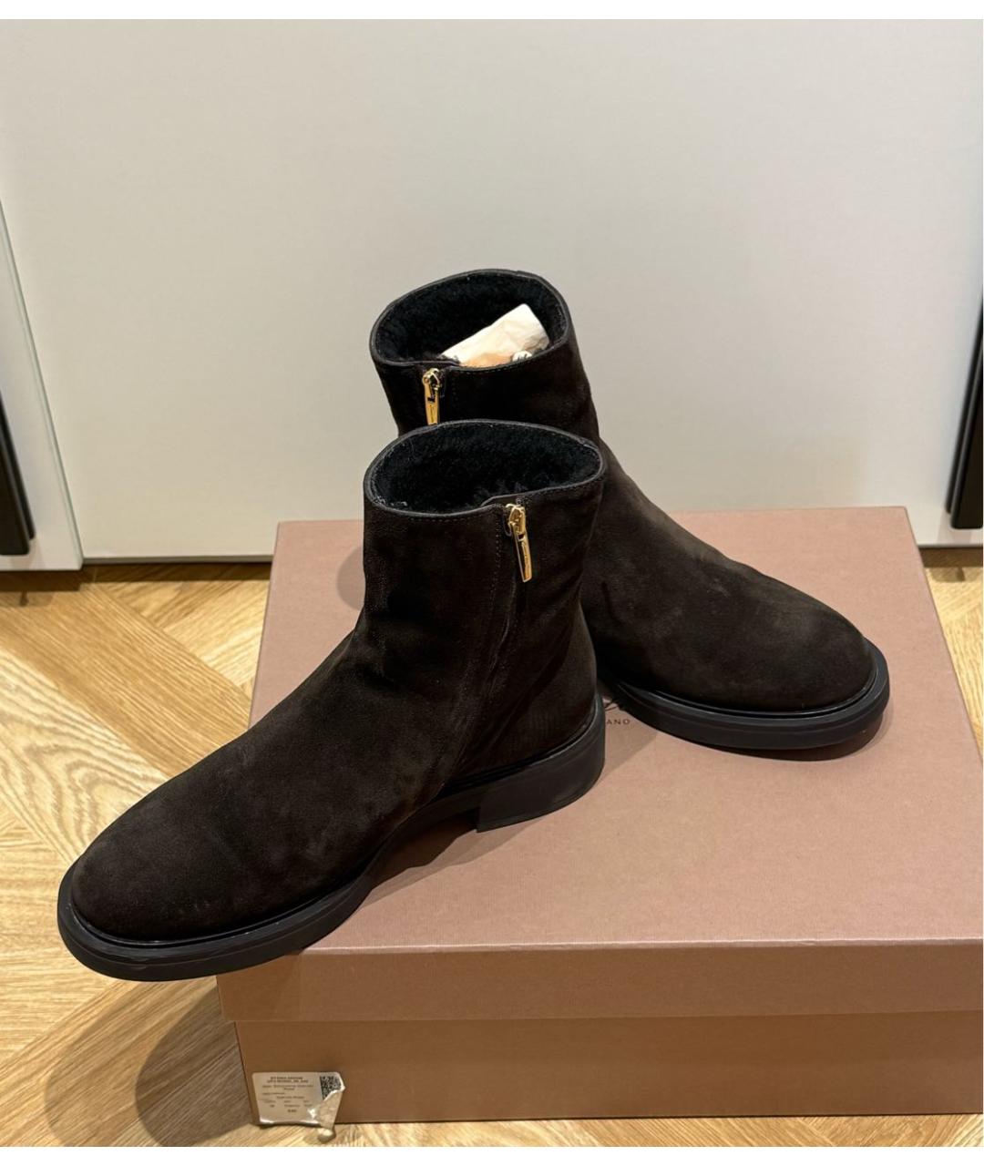 GIANVITO ROSSI Коричневые замшевые ботинки, фото 5