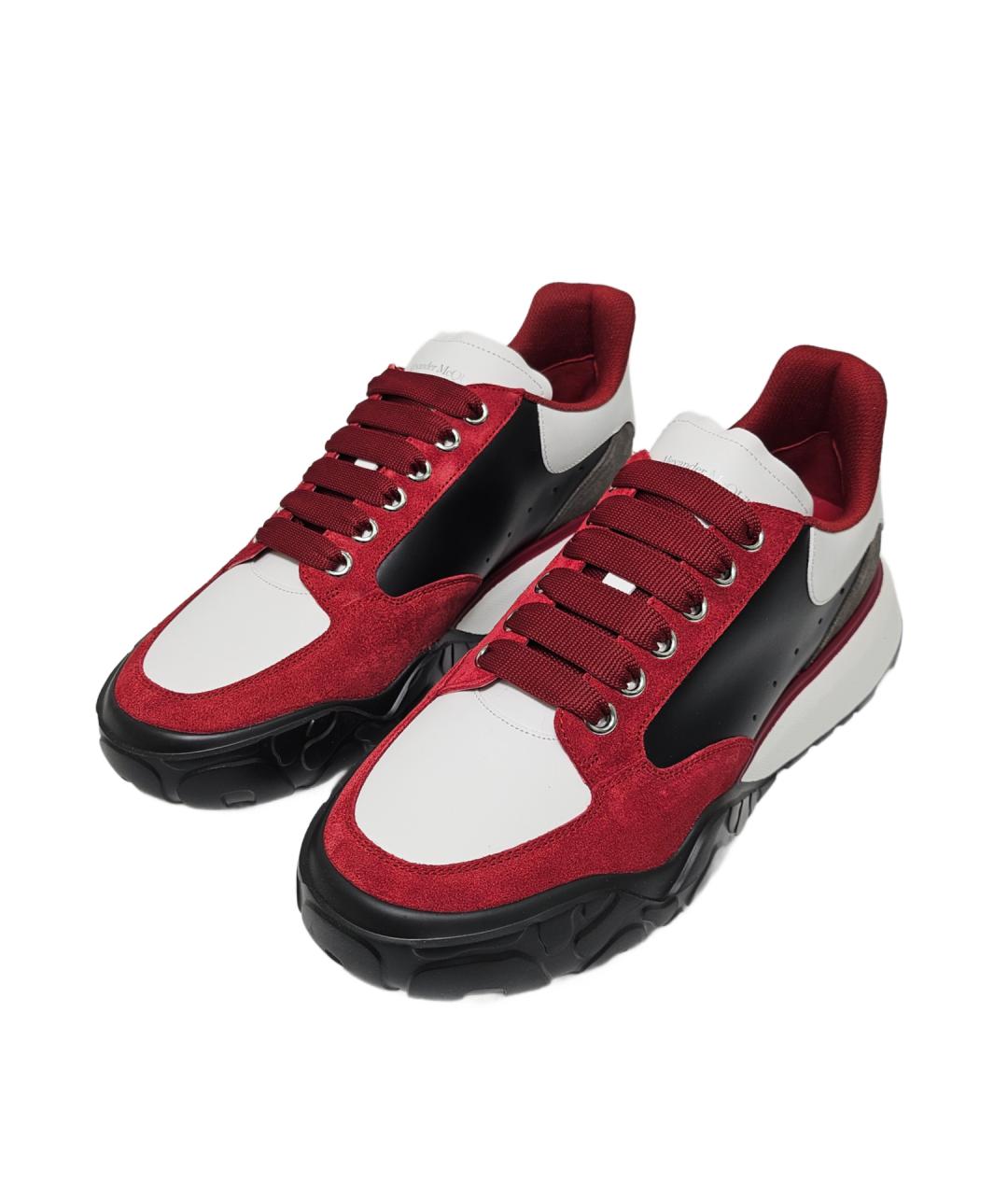 ALEXANDER MCQUEEN Бордовые кожаные низкие кроссовки / кеды, фото 3