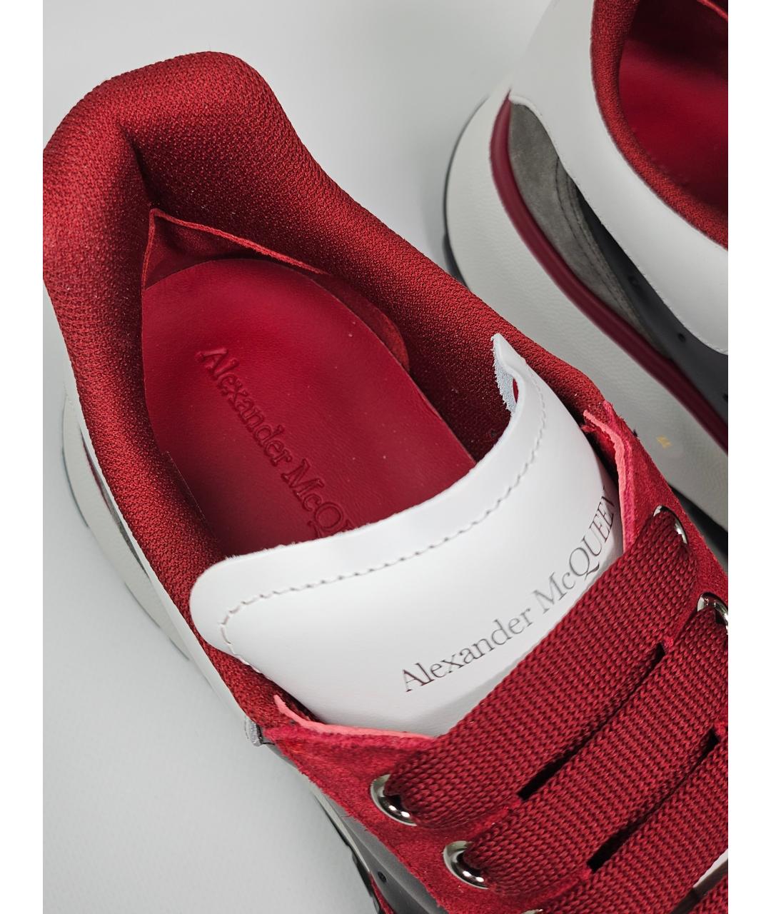 ALEXANDER MCQUEEN Бордовые кожаные низкие кроссовки / кеды, фото 5