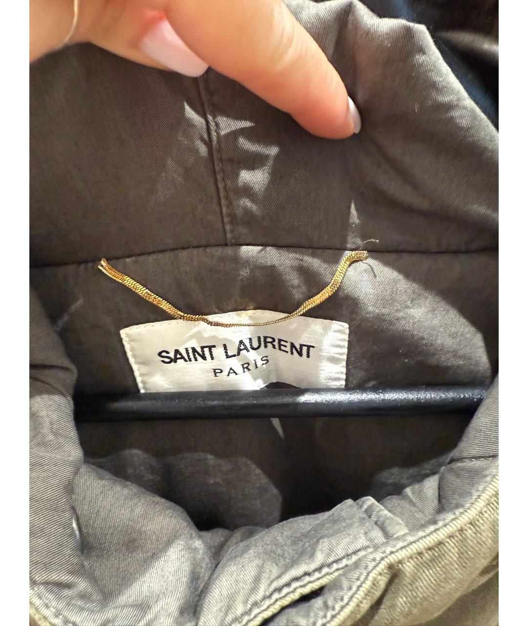 SAINT LAURENT Хаки хлопковая куртка, фото 3