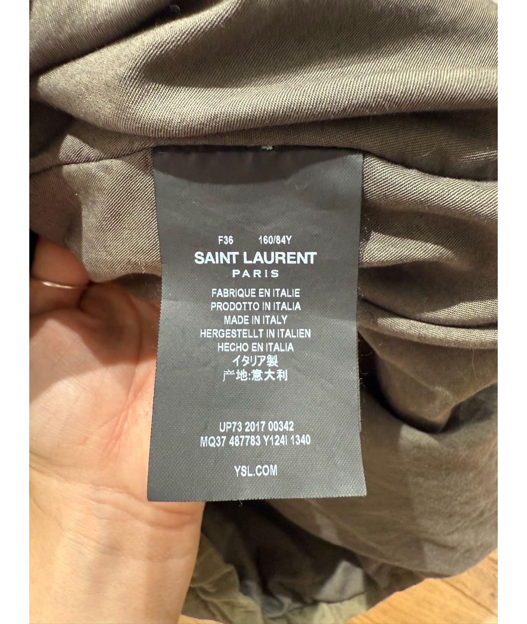 SAINT LAURENT Хаки хлопковая куртка, фото 8