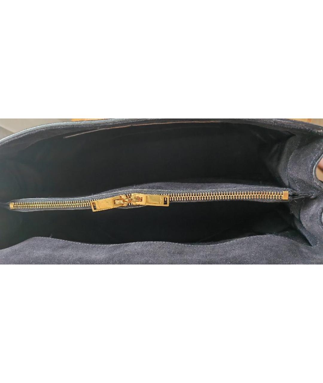 SAINT LAURENT Черная кожаная сумка с короткими ручками, фото 4