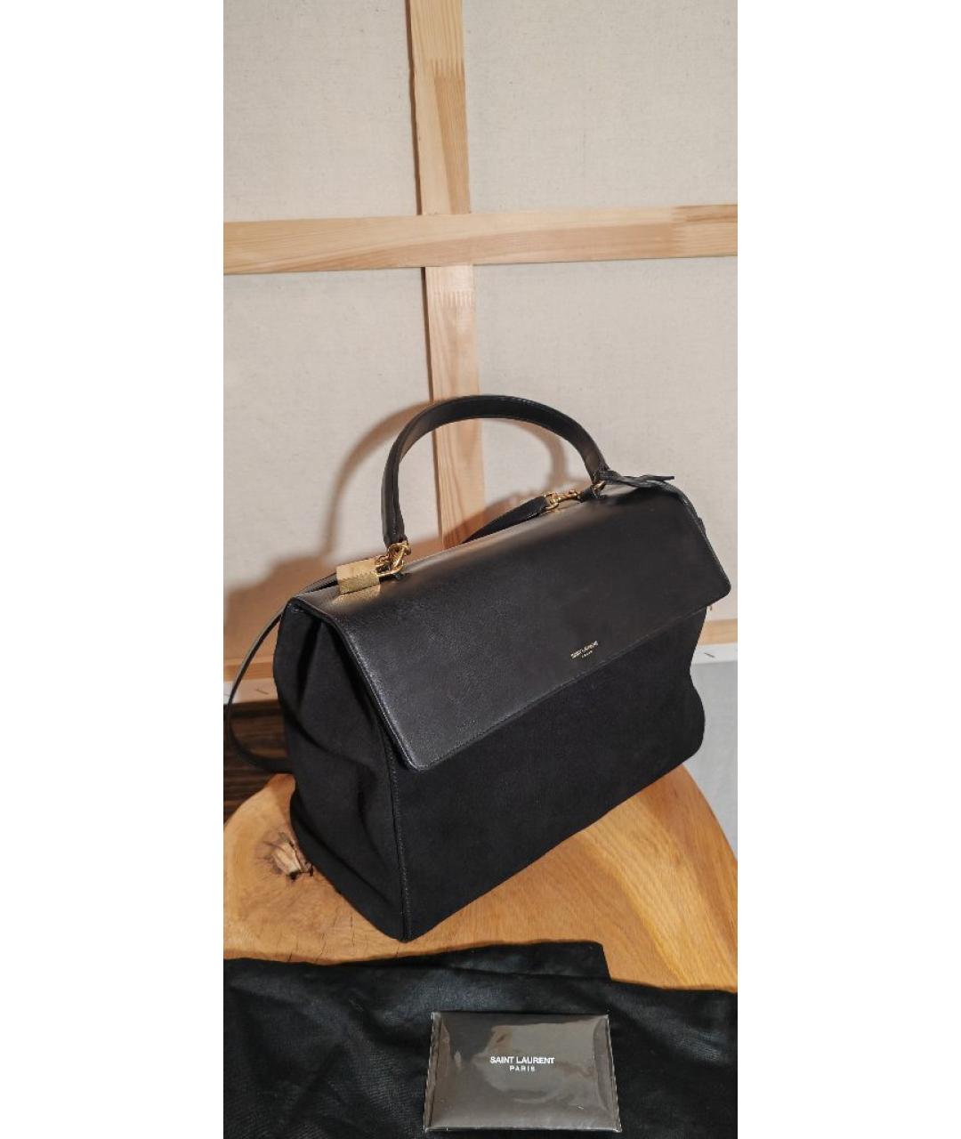 SAINT LAURENT Черная кожаная сумка с короткими ручками, фото 2