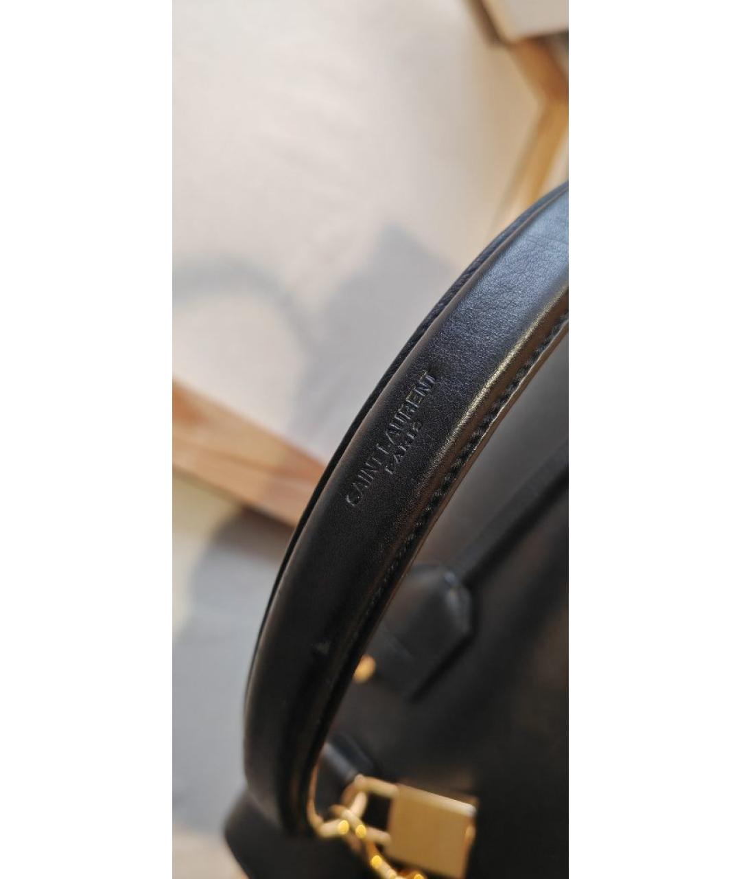 SAINT LAURENT Черная кожаная сумка с короткими ручками, фото 5