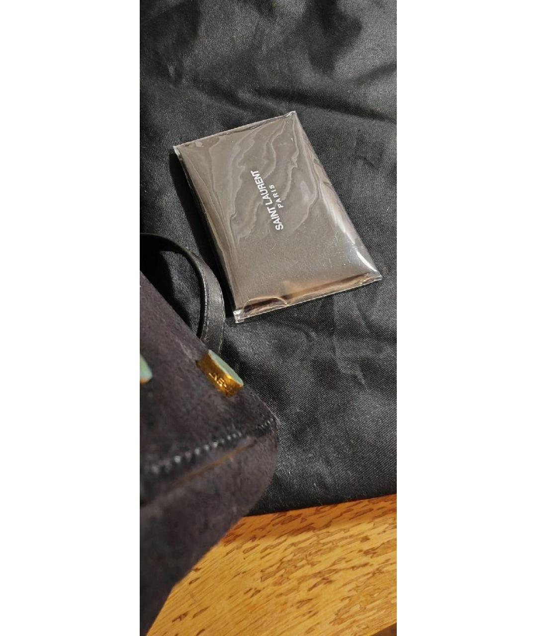 SAINT LAURENT Черная кожаная сумка с короткими ручками, фото 7