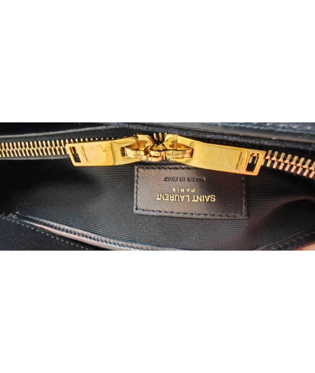 SAINT LAURENT Черная кожаная сумка с короткими ручками, фото 6