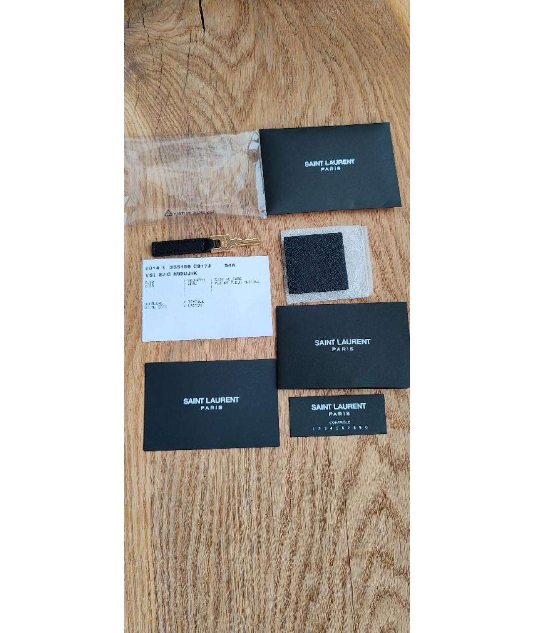 SAINT LAURENT Черная кожаная сумка с короткими ручками, фото 9