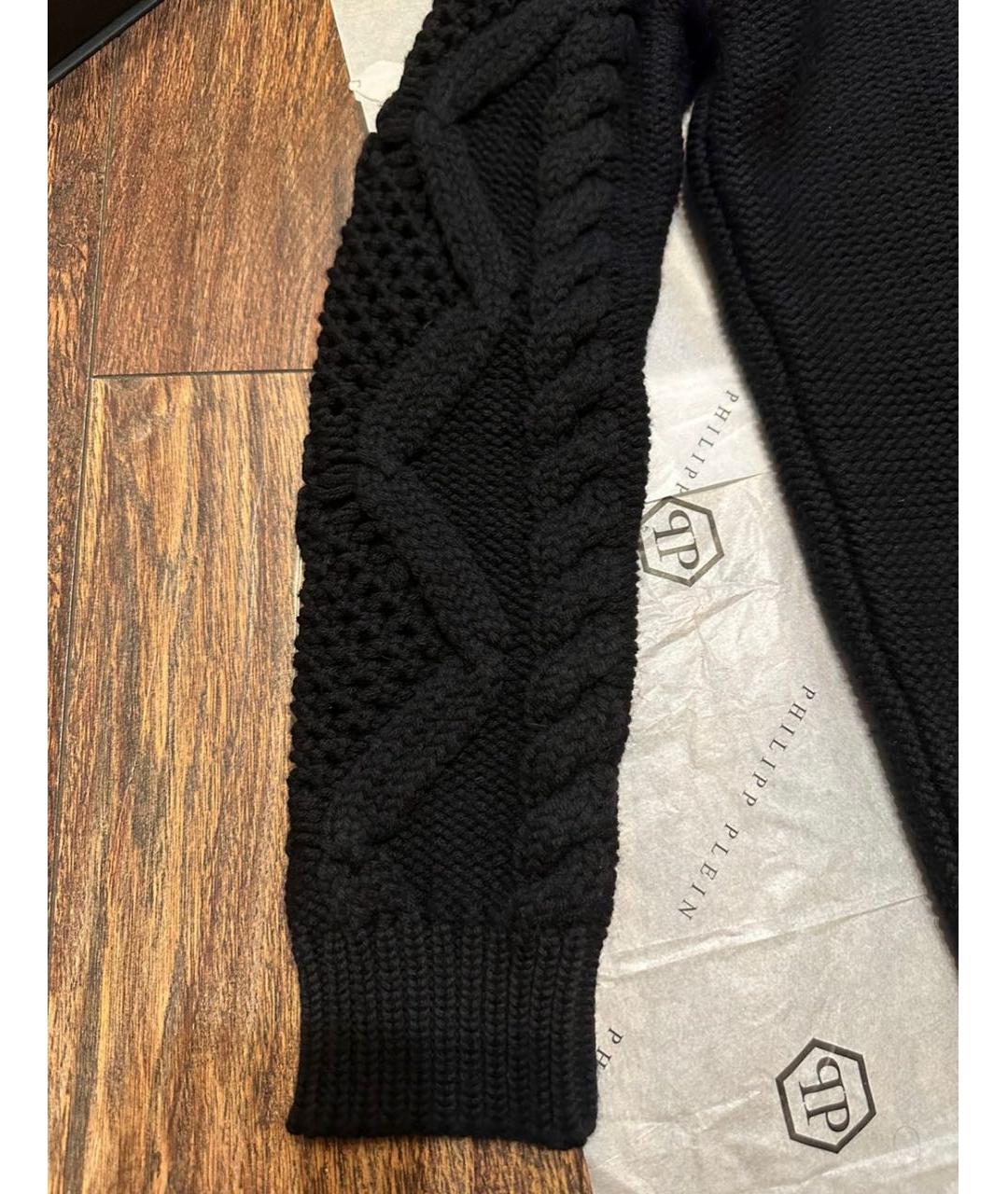 PHILIPP PLEIN Черное шерстяное повседневное платье, фото 4