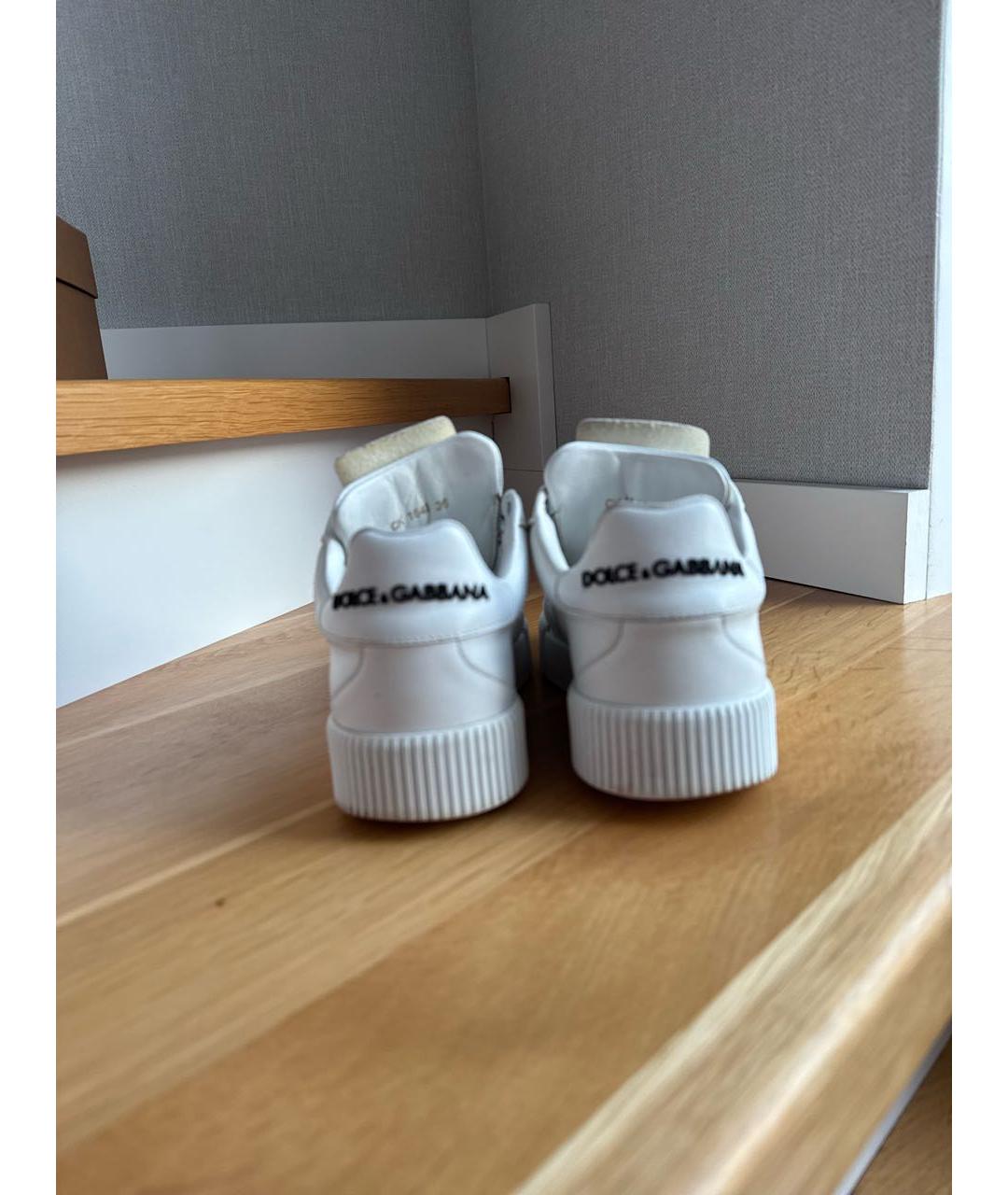 DOLCE&GABBANA Белые кожаные кеды, фото 4