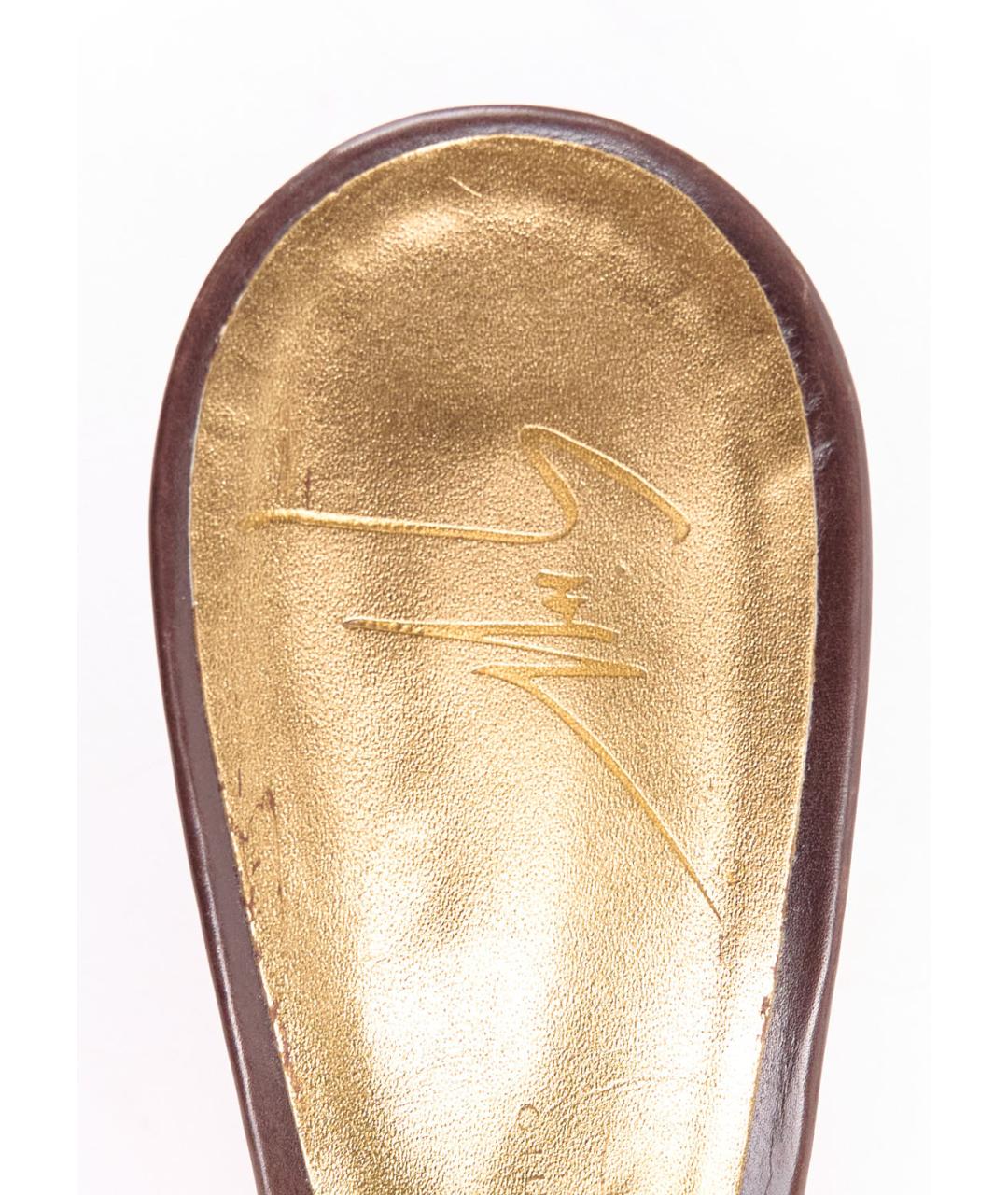 GIUSEPPE ZANOTTI DESIGN Коричневые кожаные мюли, фото 3