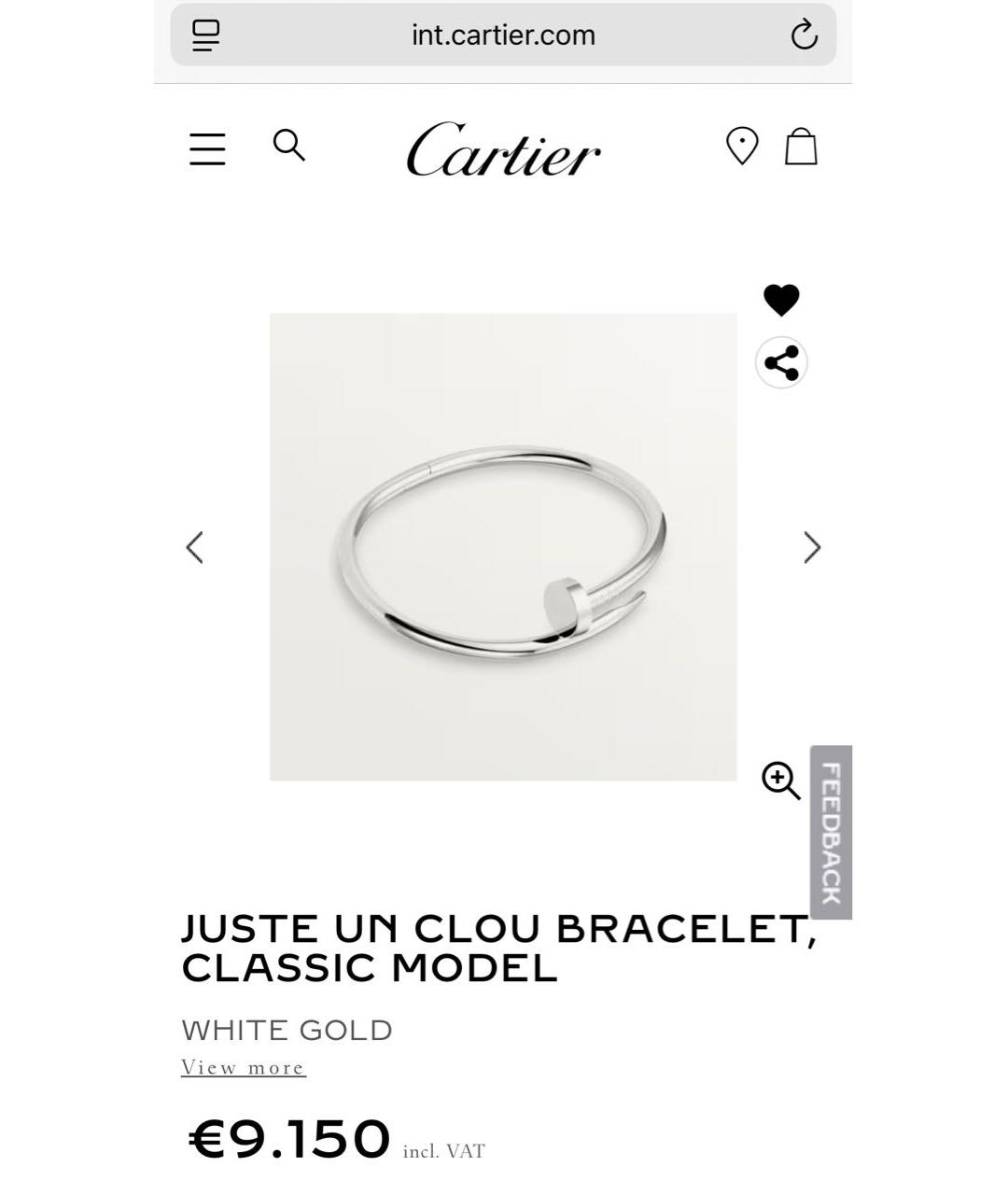 CARTIER Серебрянный браслет из белого золота, фото 8