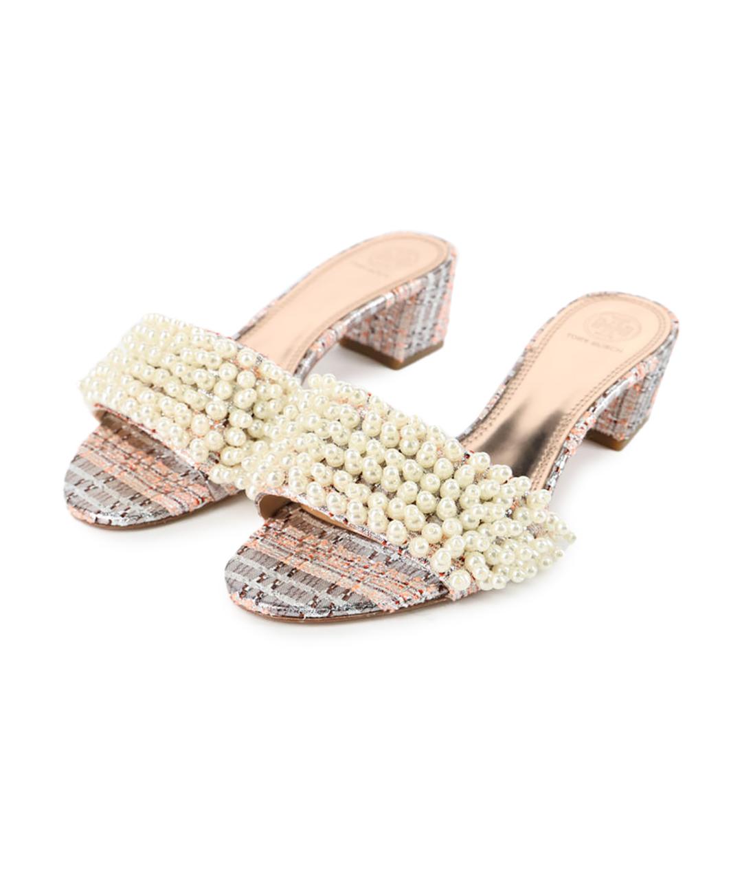 TORY BURCH Розовые текстильные мюли, фото 5