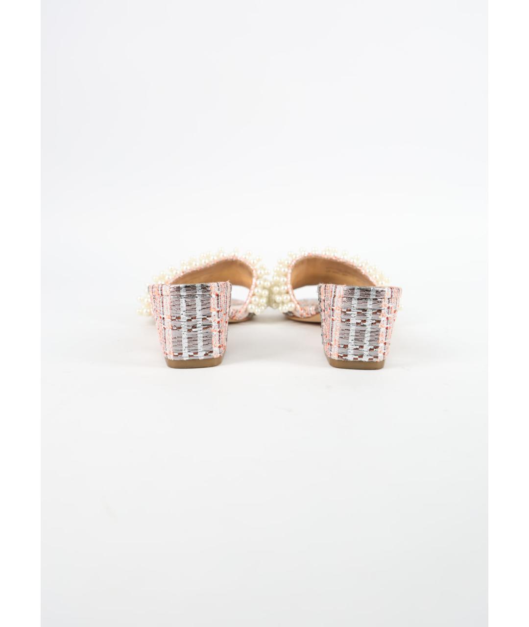 TORY BURCH Розовые текстильные мюли, фото 4