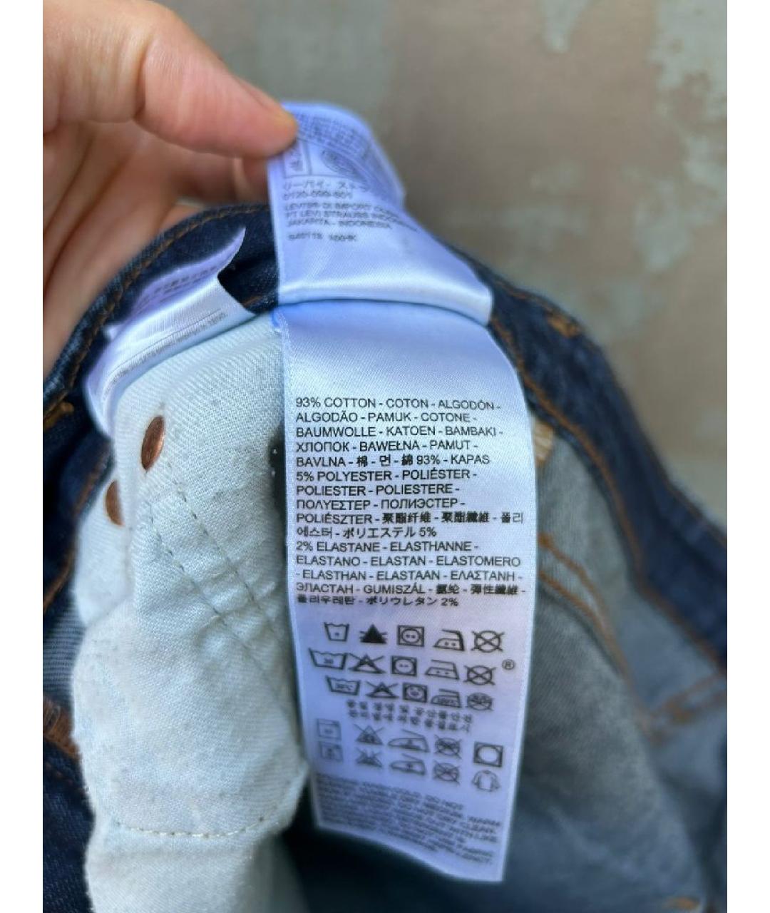LEVI'S Синие хлопковые прямые джинсы, фото 5
