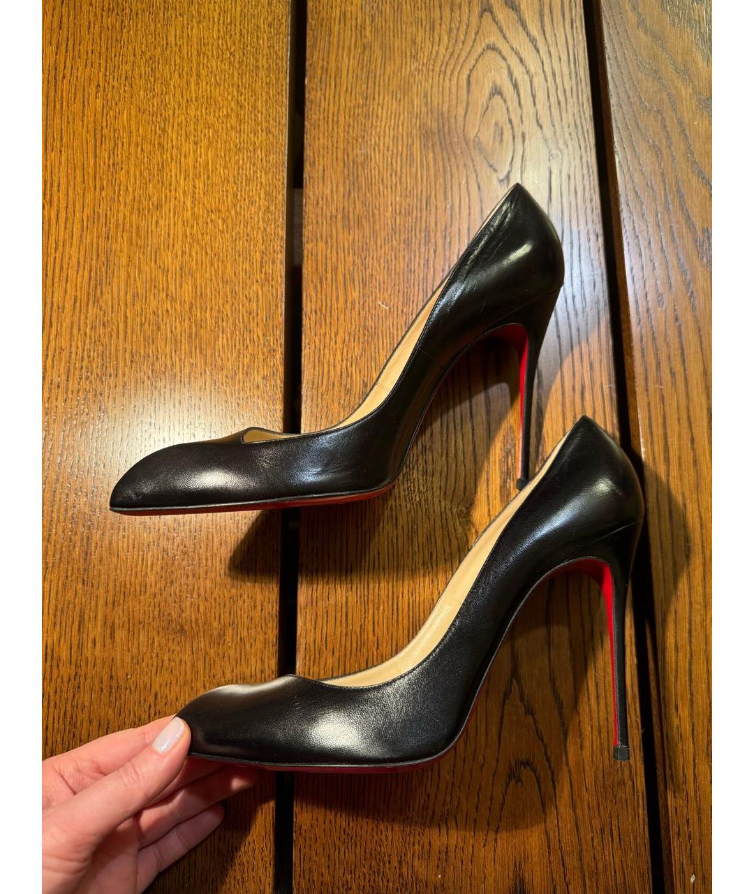 CHRISTIAN LOUBOUTIN Черные кожаные туфли, фото 4