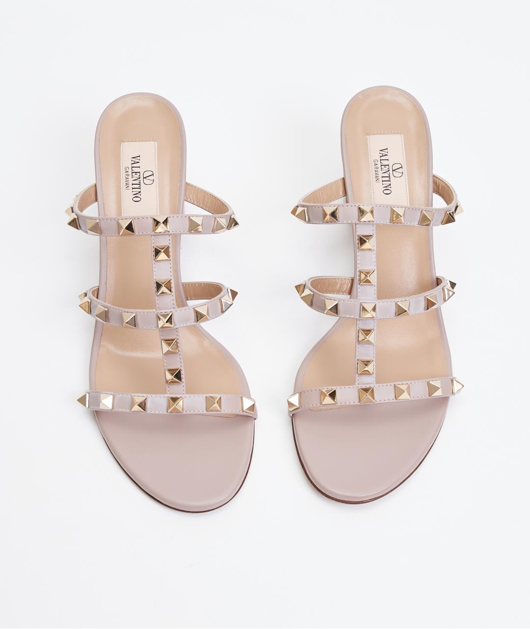 VALENTINO Бежевые кожаные сабо, фото 5