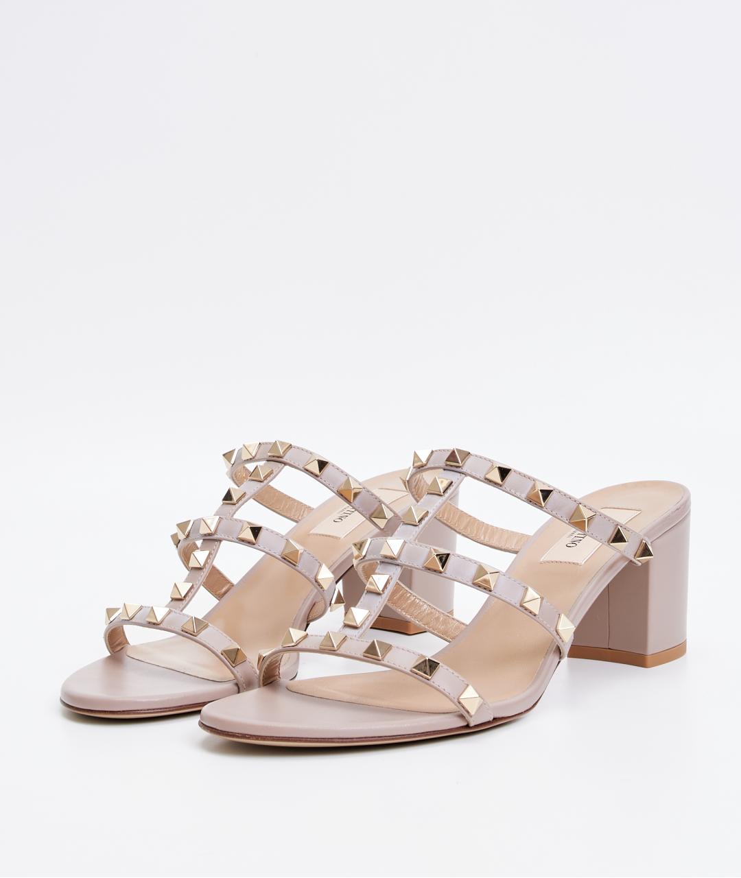 VALENTINO Бежевые кожаные сабо, фото 8