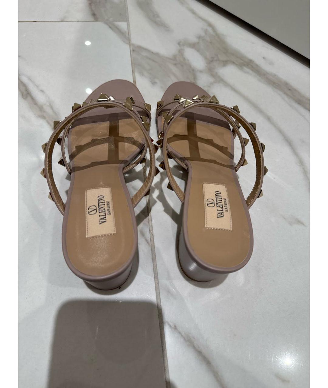 VALENTINO Бежевые кожаные сабо, фото 3