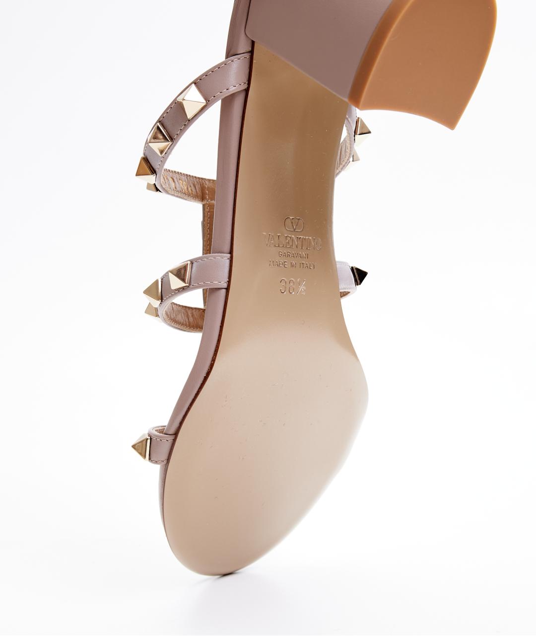 VALENTINO Бежевые кожаные сабо, фото 4