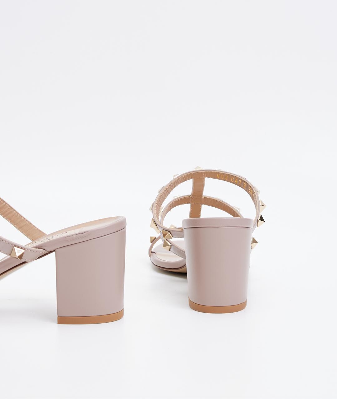 VALENTINO Бежевые кожаные сабо, фото 7