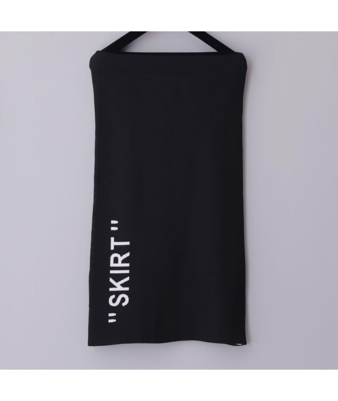OFF-WHITE Черная вискозная юбка миди, фото 3