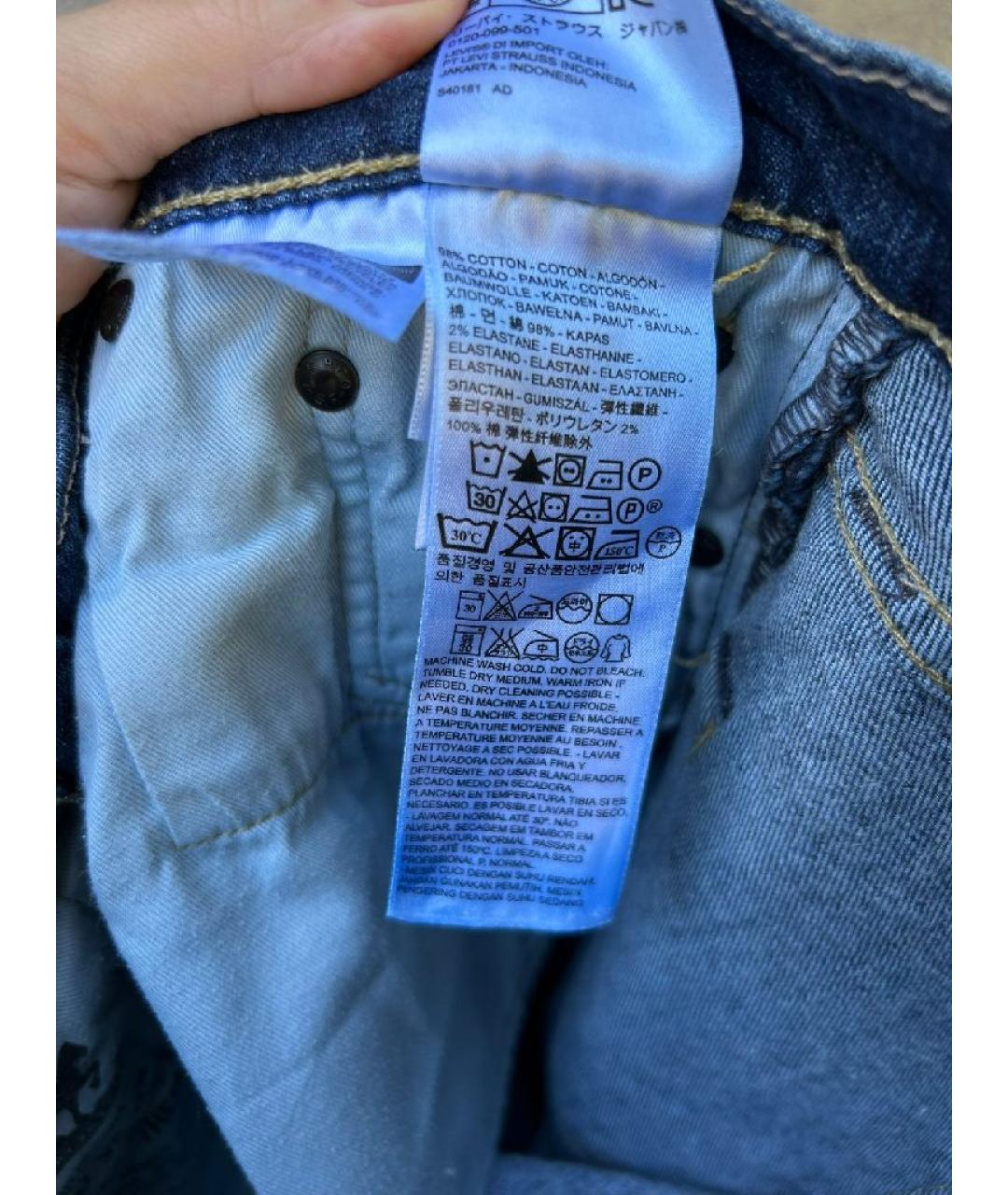 LEVI'S Синие хлопковые прямые джинсы, фото 2
