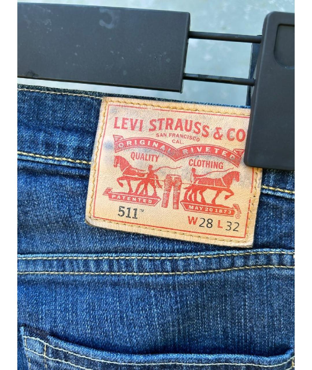 LEVI'S Синие хлопковые прямые джинсы, фото 3
