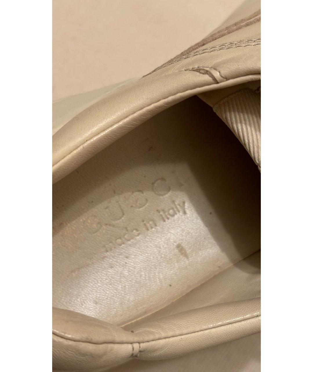 GUCCI Бежевые кожаные кроссовки, фото 5
