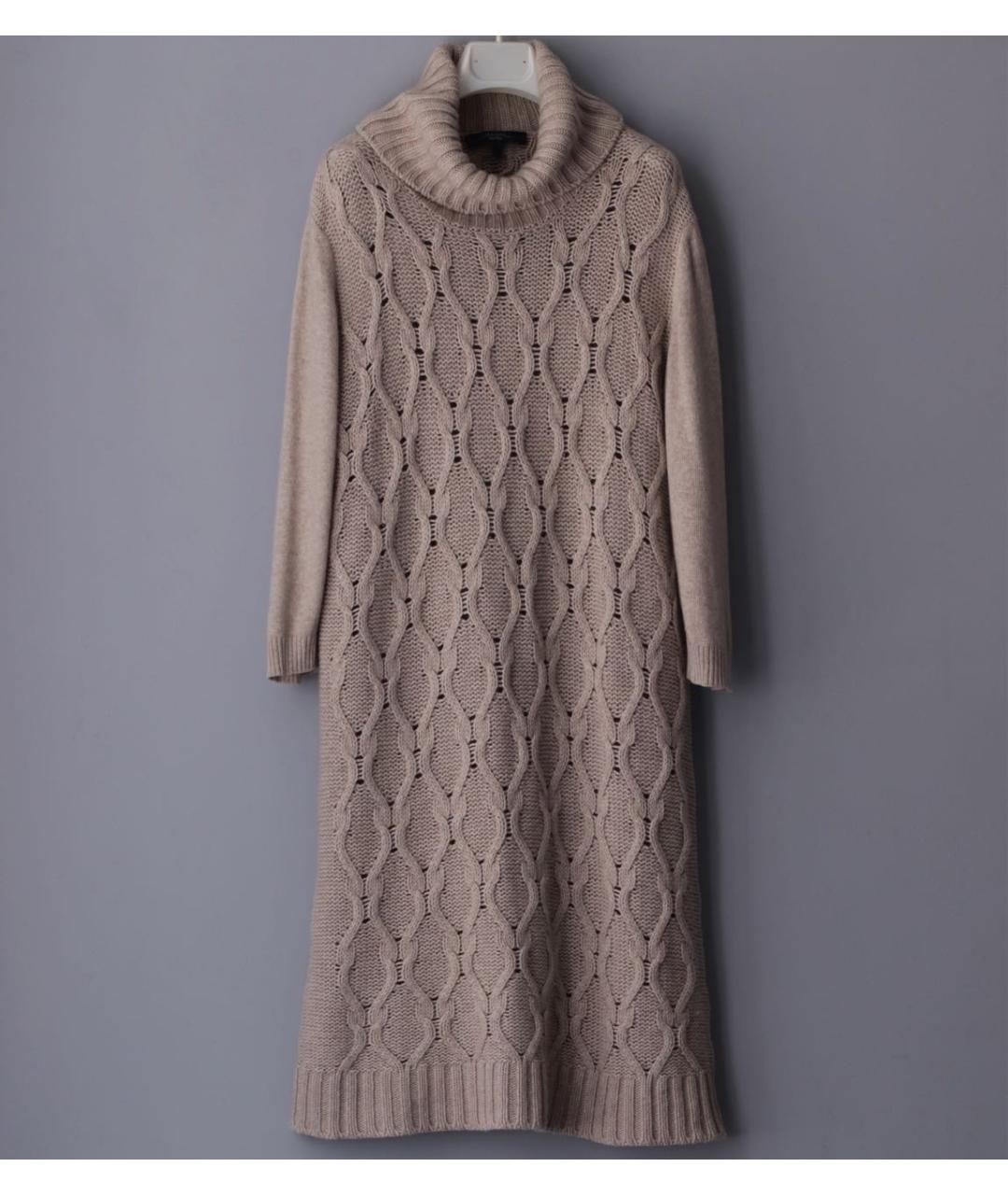 WEEKEND MAX MARA Бежевое шерстяное повседневное платье, фото 8