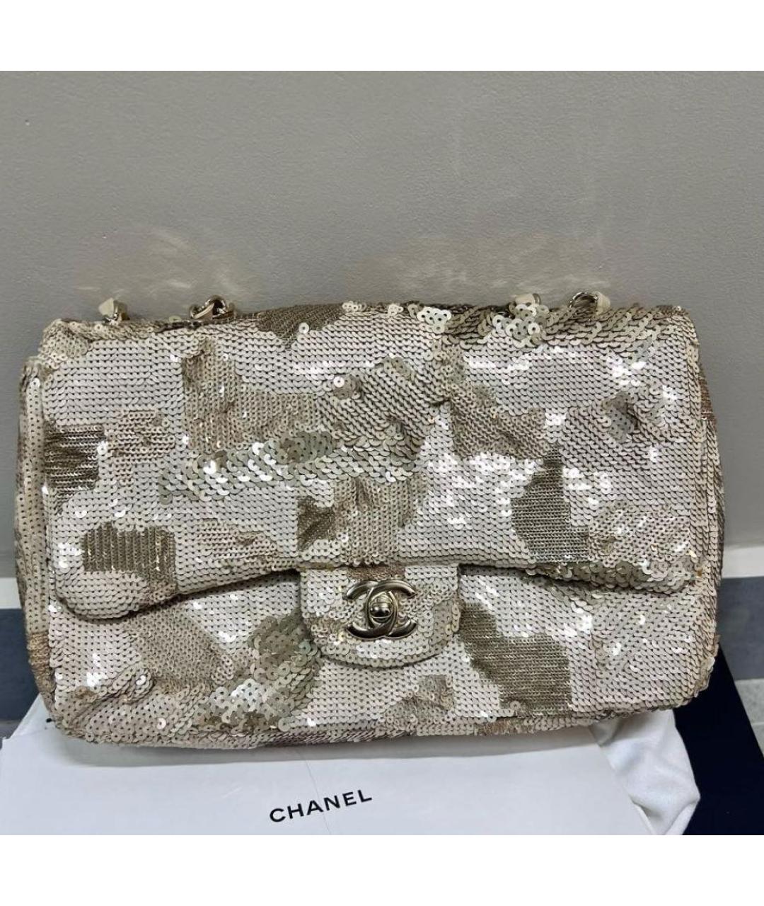 CHANEL Золотая сумка через плечо, фото 6