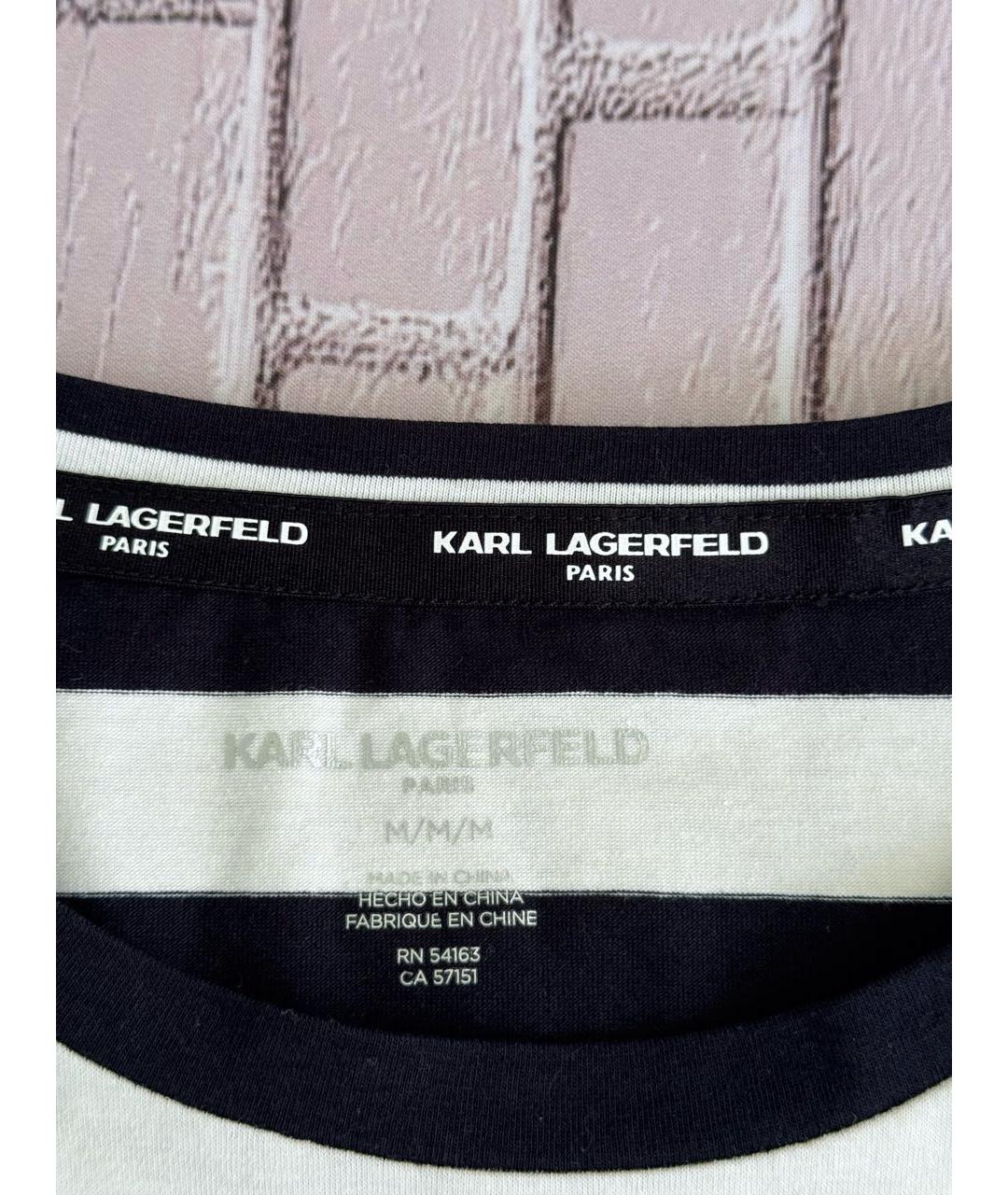 KARL LAGERFELD Белая хлопко-эластановая футболка, фото 5