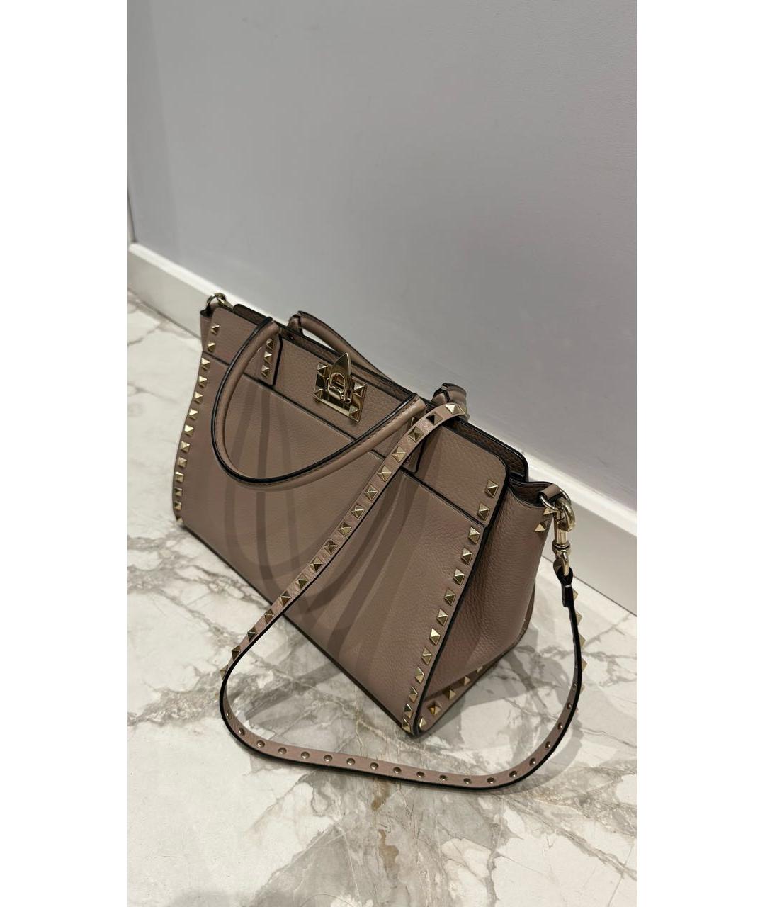 VALENTINO Бежевая кожаная сумка тоут, фото 2