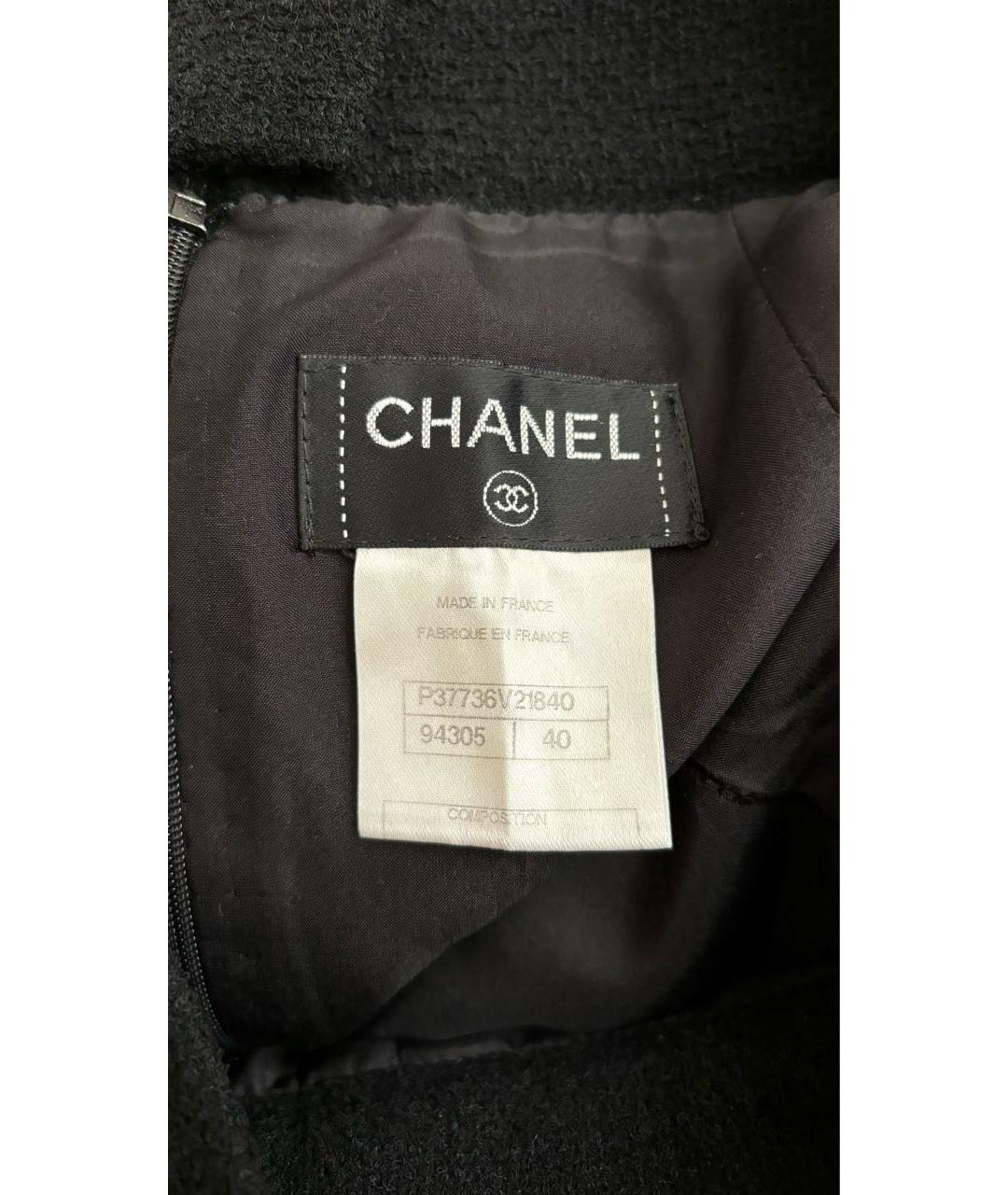 CHANEL Черная шерстяная юбка миди, фото 4