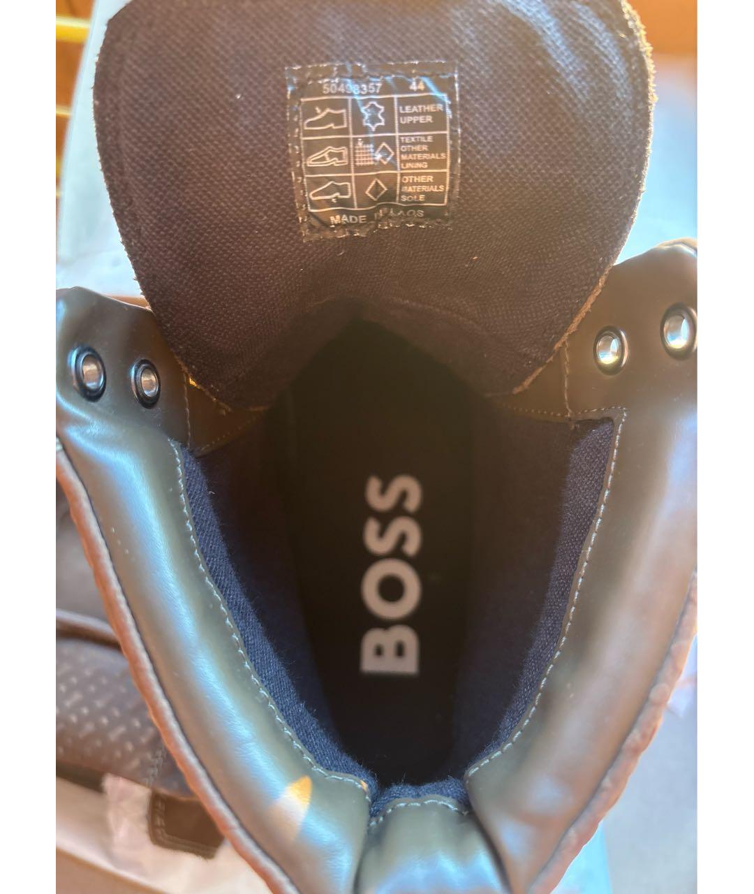 HUGO BOSS Коричневые нубуковые высокие ботинки, фото 7