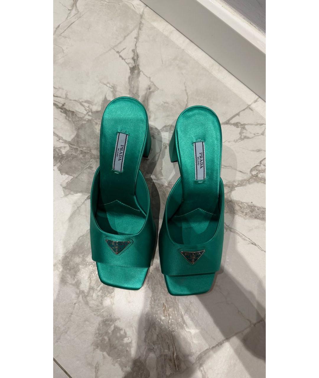 PRADA Зеленые текстильные босоножки, фото 3