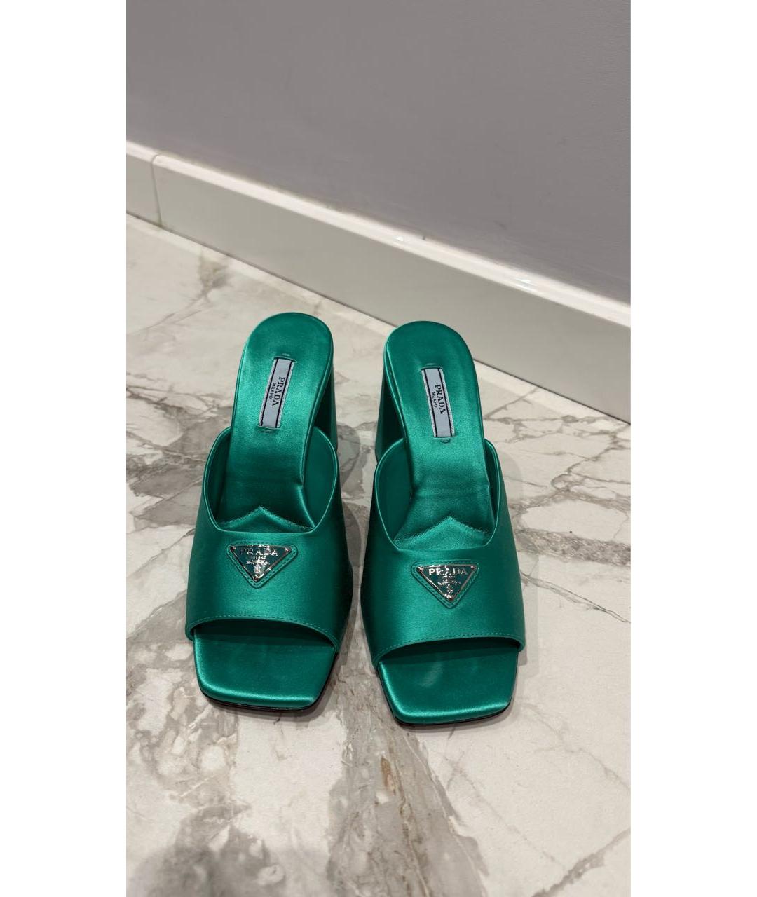 PRADA Зеленые текстильные босоножки, фото 2
