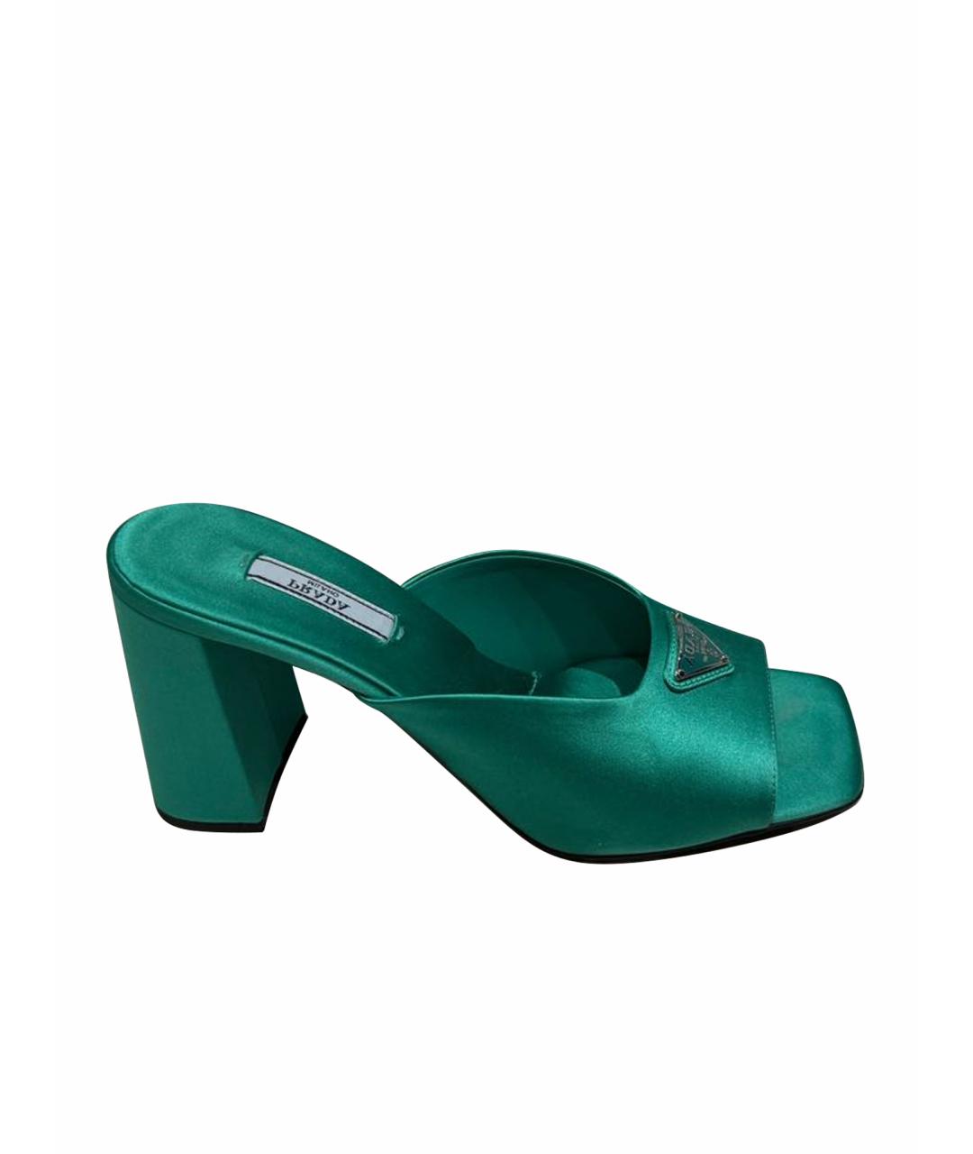 PRADA Зеленые текстильные босоножки, фото 1