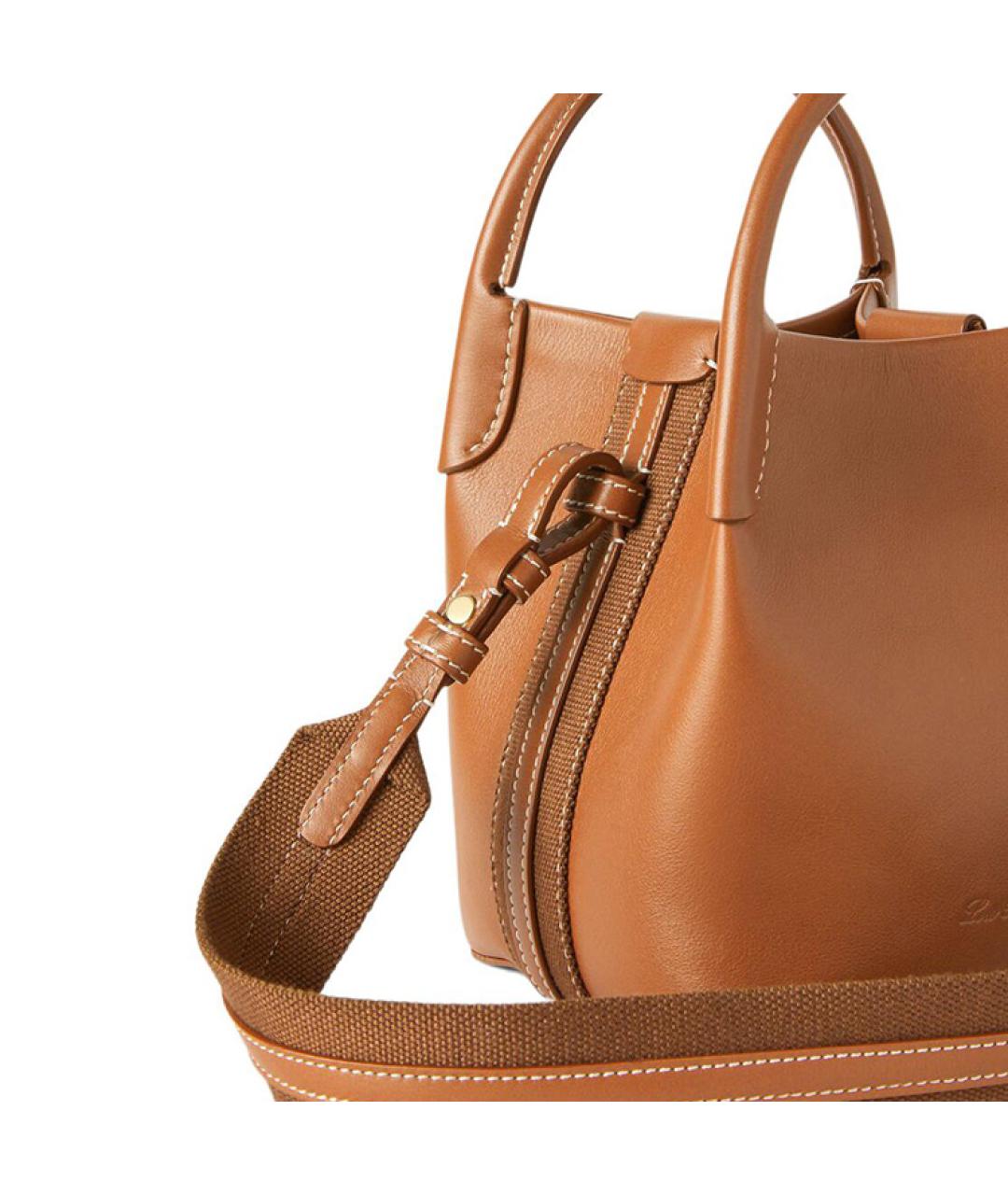 LORO PIANA Коричневая кожаная сумка с короткими ручками, фото 5