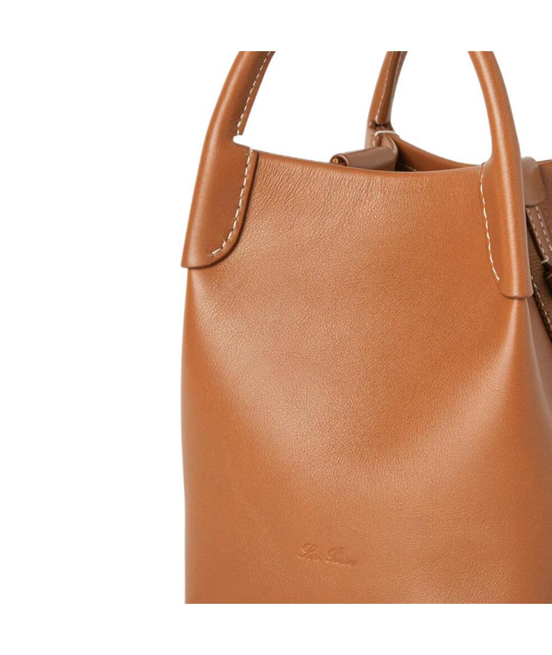 LORO PIANA Коричневая кожаная сумка с короткими ручками, фото 3