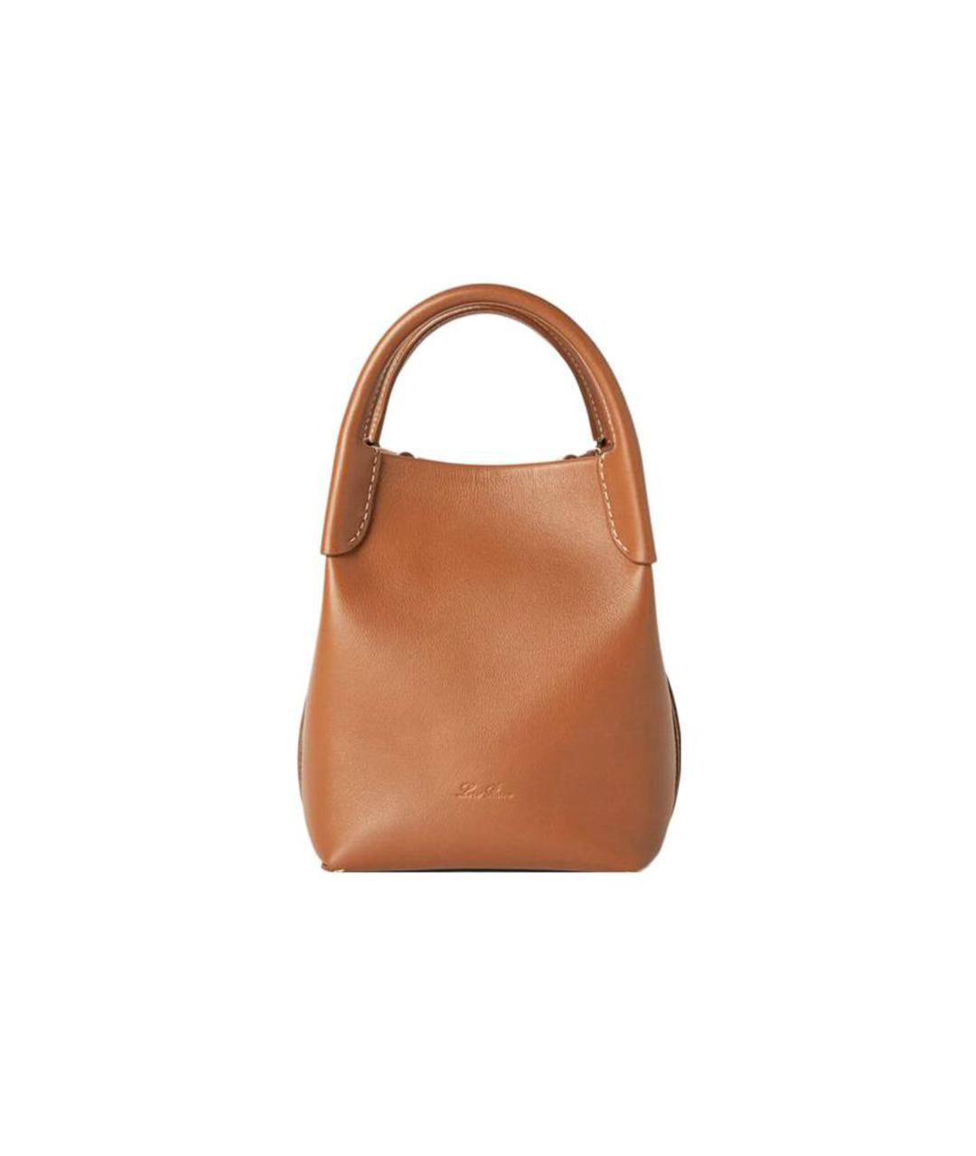 LORO PIANA Коричневая кожаная сумка с короткими ручками, фото 1