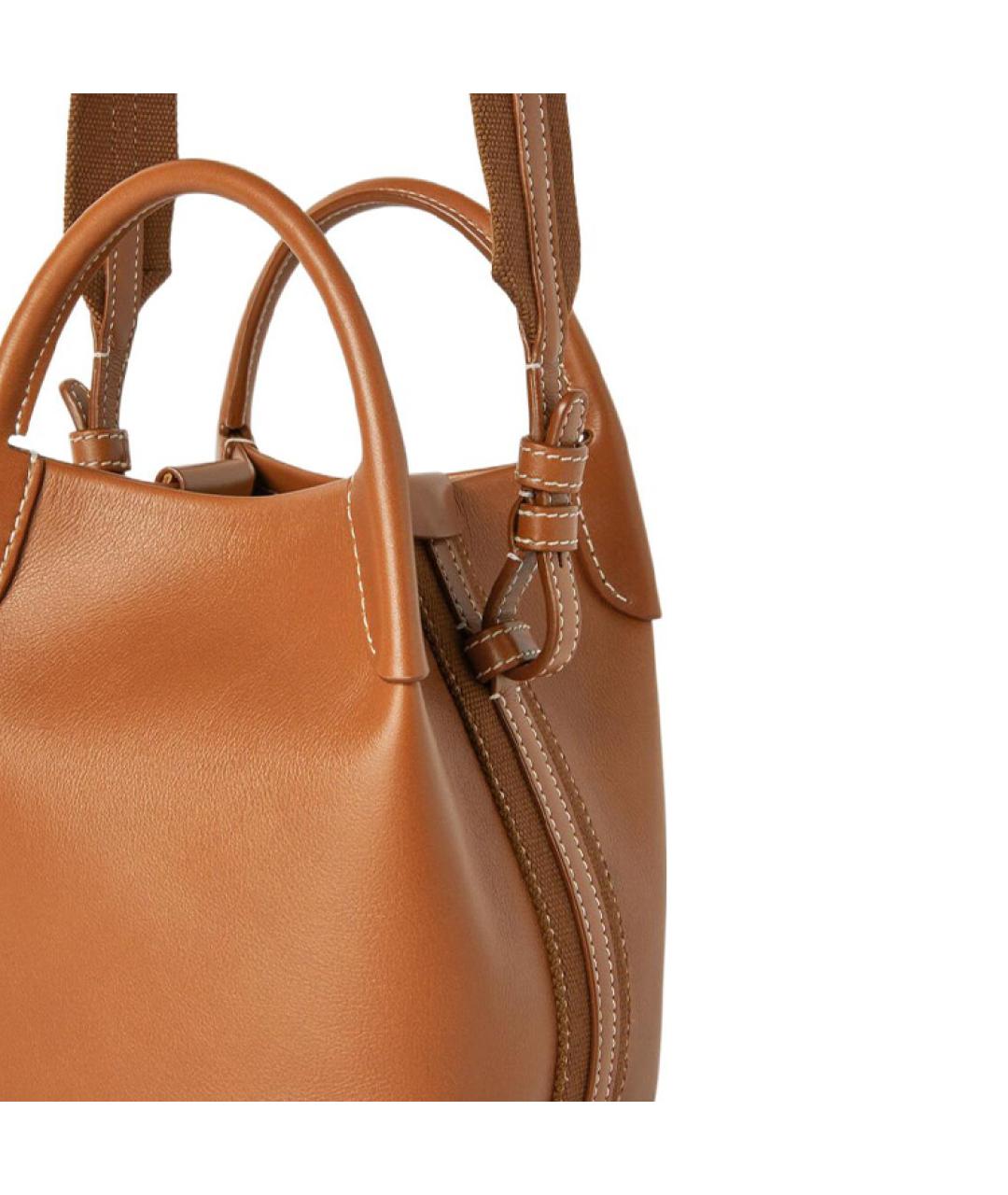 LORO PIANA Коричневая кожаная сумка с короткими ручками, фото 4