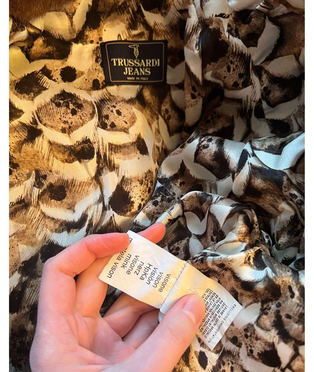 TRUSSARDI JEANS Коричневая меховая шуба, фото 3