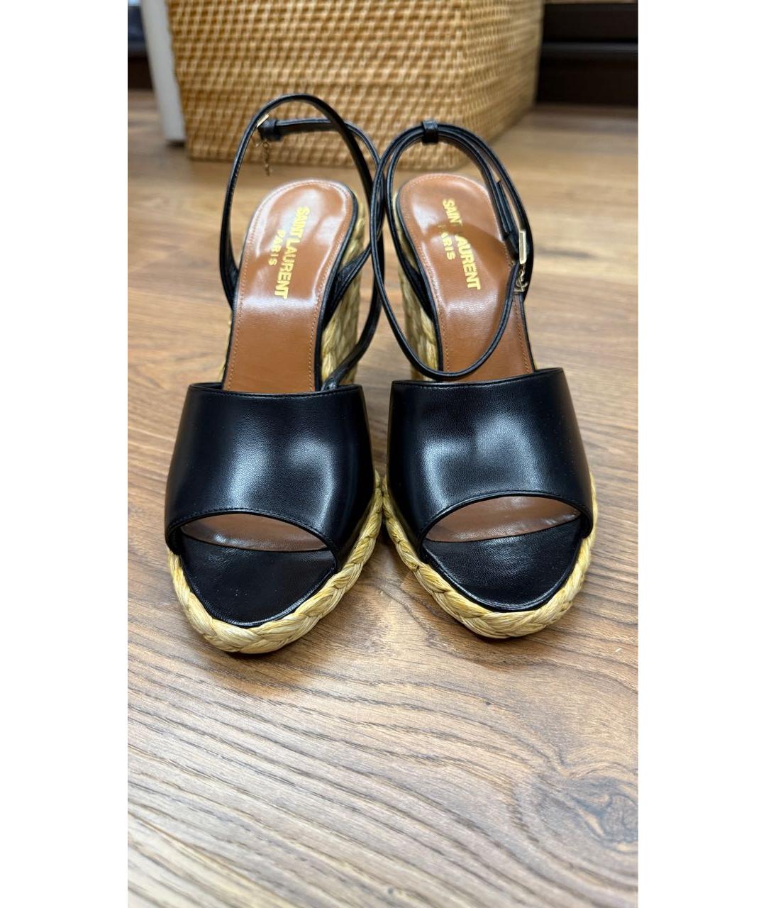 SAINT LAURENT Черные кожаные босоножки, фото 3