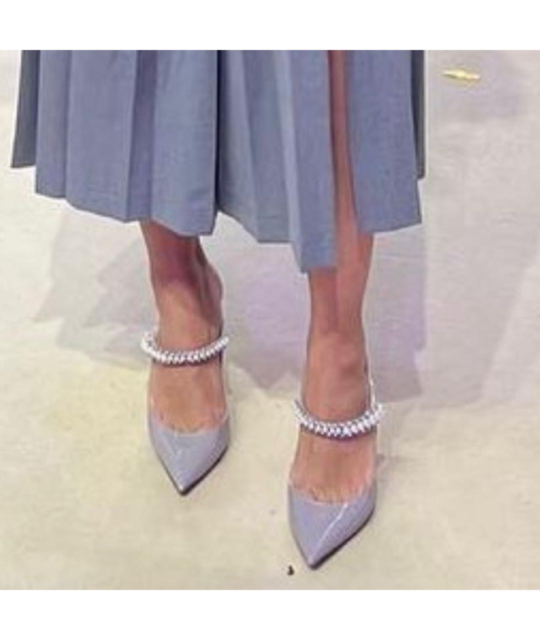 JIMMY CHOO Серые кожаные мюли, фото 2